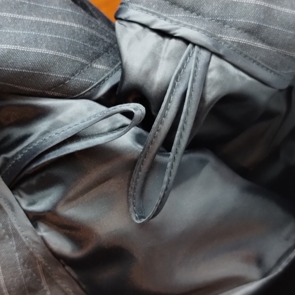 Signature Larry Levine Charcoal High Rise Pin Strip Trousers - Picture 12 of 13